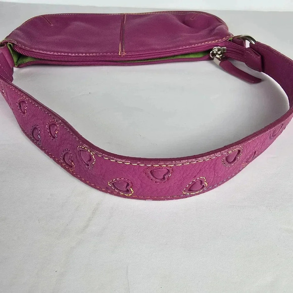 The SAK Hot Pink Leather Shoulder Bag Heart Shoulder Strap Multi Color Stitching - Picture 9 of 12
